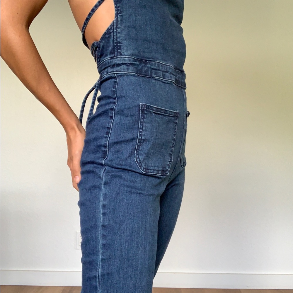 SOLD - Tie up - Jean romper - Picture 3 of 6